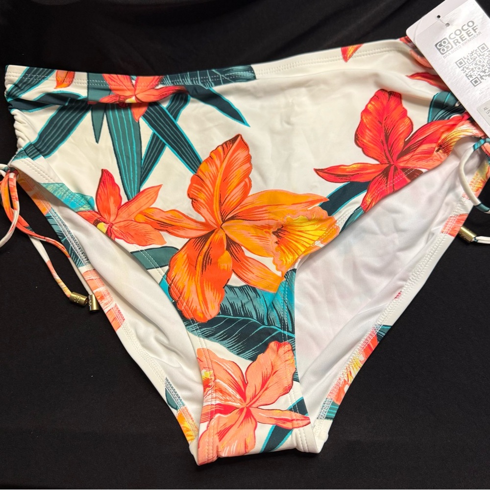 Coco Reef Floral Bikini Bottom with Orange and Green